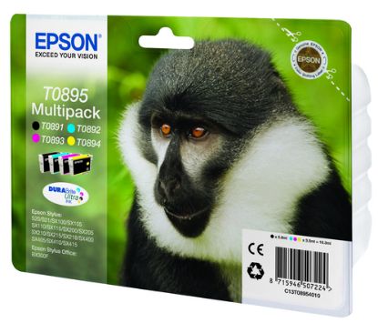 Immagine di Epson Monkey Multipack 4 colori DURABrite Ultra Scimmia T0895