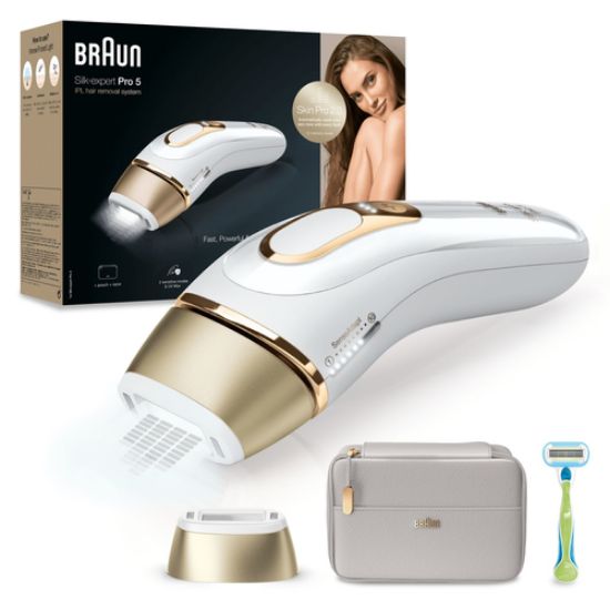 Immagine di Braun Silk-expert Pro Silk expert Pro 5 PL5054, Epilatore A Luce Pulsata Donna, Per La Rimozione Permanente Dei Peli Visibili A Casa Tua, Bianco/Oro