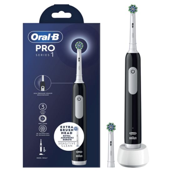 Immagine di Oral-B Spazzolino Elettrico Ricaricabile Series 1 Nero con 2 Testine di Ricambio, 1 Spazzolino