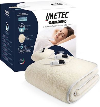 Immagine di Imetec Scaldasonno Adapto matrimoniale 150 x 160 cm, Basso consumo, Riscaldamento rapido, Temperatura personalizzata, 100% lana e merino, Made in italy, 2 comandi separati, 6 temperature