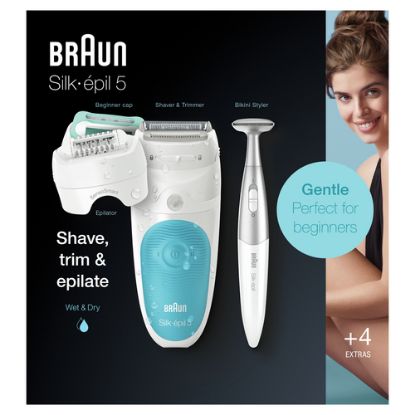 Immagine di Braun Silk-épil 5 5-810, Epilatore Elettrico Donna Bianco/Turchese Per Un’Epilazione Delicata