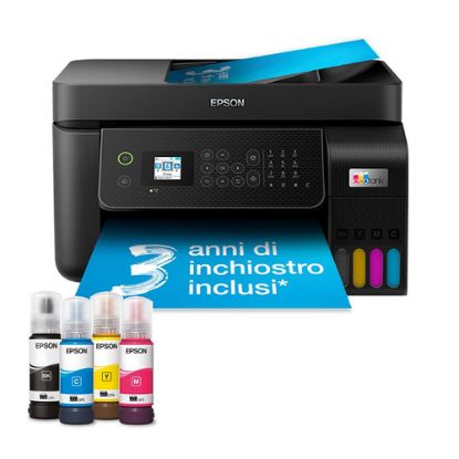 Immagine di Epson EcoTank ET-4800 stampante multifunzione inkjet 4-in-1 A4, serbatoi ricaricabili alta capacità, 4 flaconi inclusi pari a 7500pag B/N 4500pag colore, Wi-FI Direct, USB