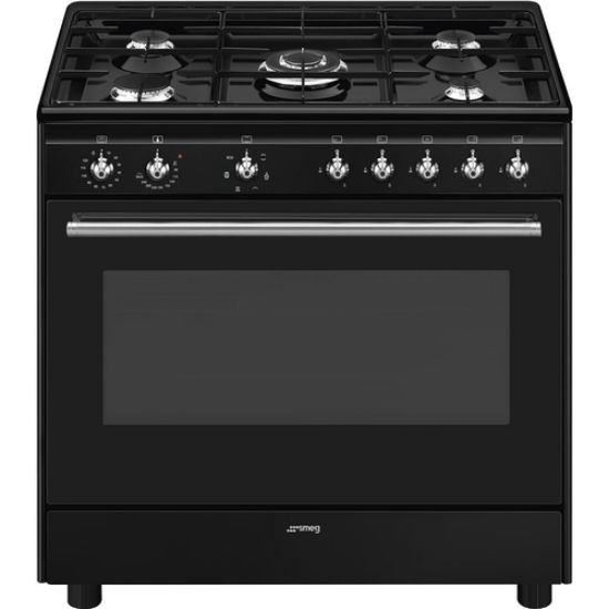 Immagine di CX91GMBL CUCINA 90X60 MULTI6 VENT A 4F+1TC NERA PULIZIAVAP