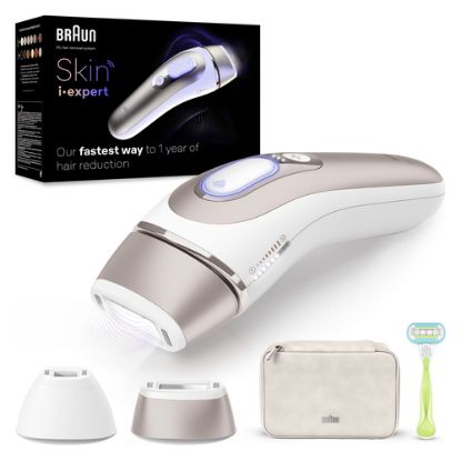 Immagine di Braun Epilatore Luce Pulsata Smart Skin I·Expert, Epilazione A Casa Tua, Custodia, Rasoio Donna Venus, 2 Testine, PL7147
