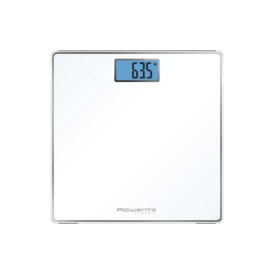 Immagine di Rowenta Classic BS1501 , bilancia pesapersone elettronica, 31x31 cm, fino a 160 Kg con graduazione di precisione ogni 100g, spessore di 22 mm, batterie incluse, vetro temperato, bianco