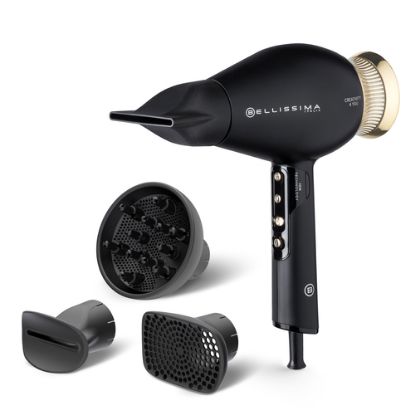 Immagine di Bellissima Imetec Creativity 4 You, Asciugacapelli Professionale, 4 Accessori, Diffusore, Controllo Intelligente della temperatura, Ion Technology, Beauty Bag, 2 velocità, 3 temperature, 1800 W, Nero