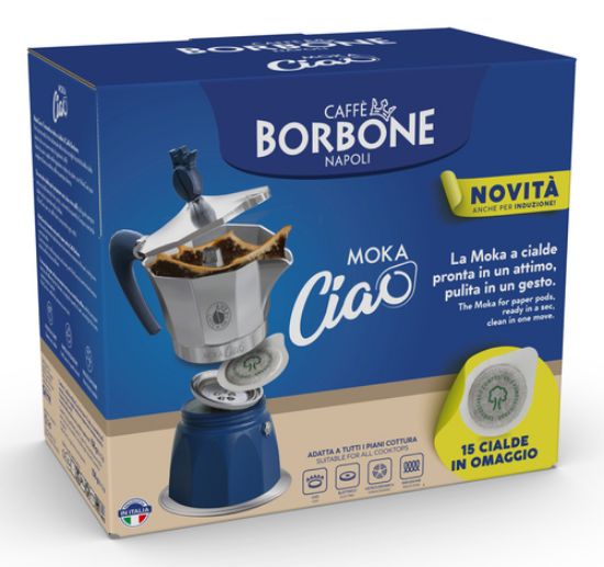 Immagine di Caffè Borbone MOKACIAOINDUZ caffettiera manuale Moka Blu, Grigio