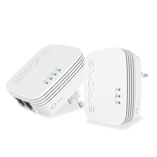 Immagine di Strong POWERLWF600DUOMINI adattatore di rete PowerLine 600 Mbit/s Collegamento ethernet LAN Wi-Fi Bianco 2 pz