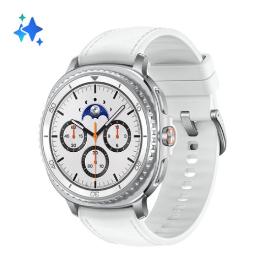 Immagine di Samsung Galaxy Watch8 Classic (White, BT, 46mm) Smartwatch Galaxy AI, design resistente agli urti, lunetta girevole, processore 3nm, monitoraggio attività fisica e sonno, One UI 8
