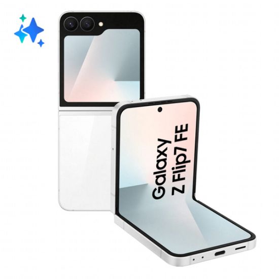 Immagine di Samsung Galaxy Z Flip7 FE Smartphone AI, RAM 8GB, 128GB, Display 3,4" Super AMOLED/6,7" Dynamic AMOLED 2X, Fotocamera 50MP, White