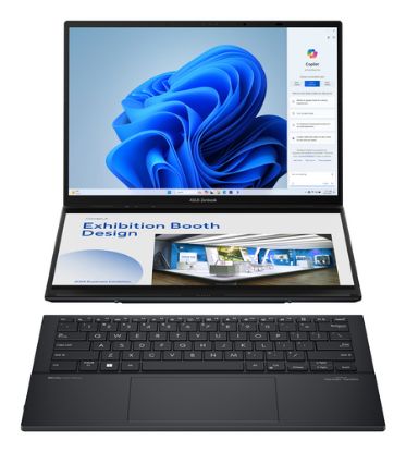 Immagine di ASUS Zenbook Duo OLED UX8406MA-PZ286W Intel Core Ultra 7 155H Ibrido (2 in 1) 35,6 cm (14") Touch screen 3K 16 GB LPDDR5x-SDRAM 1 TB SSD Wi-Fi 6E (802.11ax) Windows 11 Home Grigio