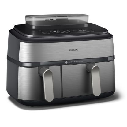 Immagine di Philips 5000 series Airfryer doppio cestello con cottura a vapore, friggitrice ad aria da 9.0L, 19 metodi di cottura, App per ricette, NA555/00