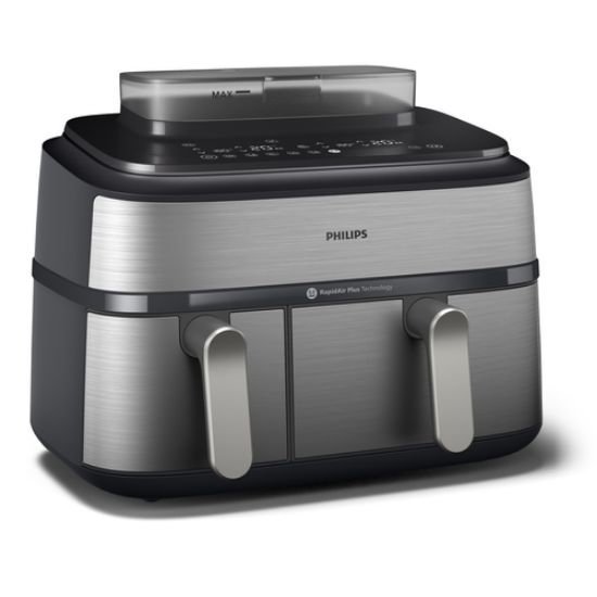 Immagine di Philips 5000 series Airfryer doppio cestello con cottura a vapore, friggitrice ad aria da 9.0L, 19 metodi di cottura, App per ricette, NA555/00