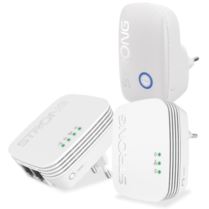 Immagine di STRONGCONNECTIONKIT KIT PRODOTTI PER CONNESSIONE CASA EFFICACE, POWERLINE + REPEATER STRONG
