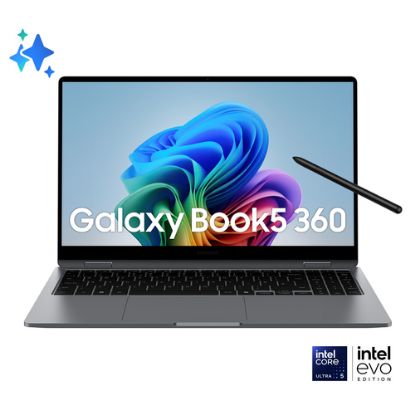 Immagine di Samsung Galaxy Book5 360 Intel Core Ultra 5 226V Ibrido (2 in 1) 39,6 cm (15.6") Touch screen Full HD 16 GB LPDDR5x-SDRAM 512 GB SSD Wi-Fi 7 (802.11be) Windows 11 Home Grigio