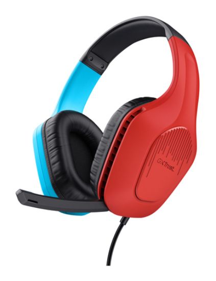 Immagine di Trust GXT 416S Zirox Auricolare Cablato A Padiglione Gaming Nero, Ciano, Rosso