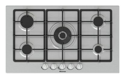 Immagine di Hisense GM773XF piano cottura Acciaio inox Da incasso 71 cm Gas 5 Fornello(i)