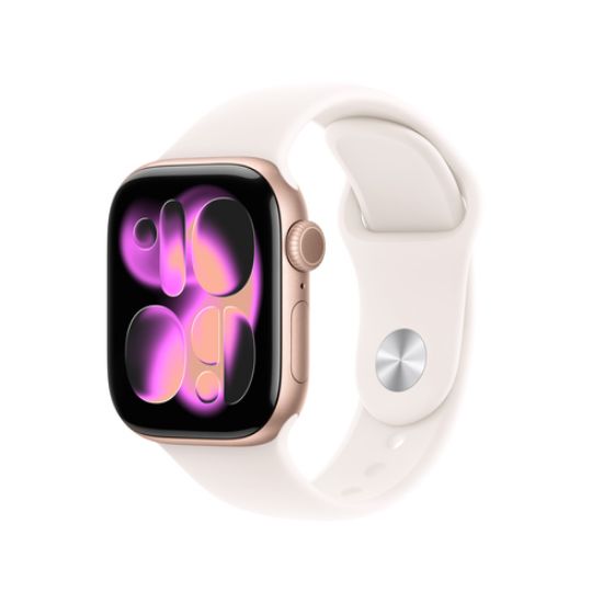 Immagine di Apple Watch Series 11 GPS 42mm Cassa Alluminio Oro Rosa con Band Rosa Fard - S/M