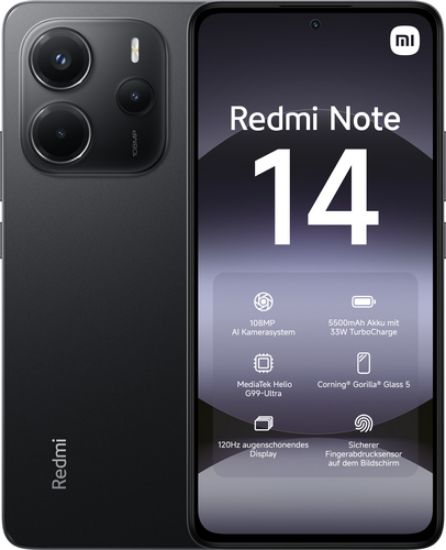 Immagine di Xiaomi Redmi Note 14 16,9 cm (6.67") Dual SIM ibrida 4G USB tipo-C 6 GB 128 GB 5500 mAh Nero