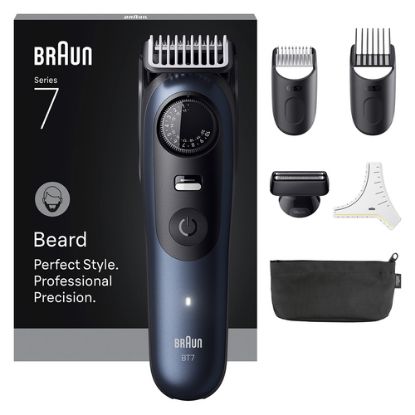 Immagine di Braun BeardTrimmer 7 BT7520 Batteria 40 2 cm Bagnato e secco Nero, Blu