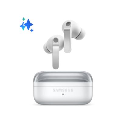 Immagine di Samsung Galaxy Buds4 Pro, White, Corpo in metallo, Altoparlante a 2 vie e doppio amplificatore, Chiamate cristalline, Audio a 360°, ANC migliorata, Controllo adattivo del rumore, Connessione senza interruzioni e One UI, AI pronto ai comandi vocali