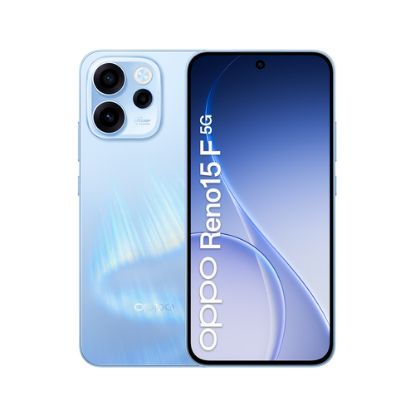 Immagine di OPPO Reno15 F 5G AI Smartphone, Tripla fotocamera 50+8+2MP, Selfie 50MP, Display 6.57” 120HZ AMOLED FHD+, 6500mAh, RAM 8GB(Esp2GB/4GB/8GB)+ROM 256GB [Versione Italia], Aurora Blue