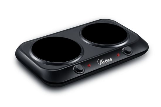 Immagine di Ardes AR1F402 piano cottura Nero Superficie piana Piastra sigillata 2 Fornello(i)