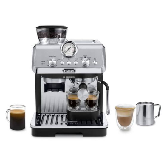 Immagine di De’Longhi Dedica Arte La Specialista Arte EC9155.MB Macchina per Caffè in Chicchi Manuale, Montalatte Manuale My Latte Art, Incluso Kit da Barista, Controllo Temperatura, 1400W, Metal Black
