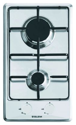 Immagine di Glem Gas GT32IX piano cottura Acciaio inox Da incasso 30 cm 2 Fornello(i)