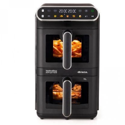 Immagine di Ariete 4640 Air Fryer Vertical DUO, Friggitrice ad aria doppia verticale, 2460W, 11L, Due cestelli, Sync e Dual, 6 programmi, Funzione Grill, Fino a 200°C