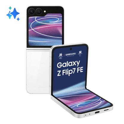 Immagine di Samsung Galaxy Z Flip7 FE Smartphone AI, RAM 8GB, 256GB, Display 3,4" Super AMOLED/6,7" Dynamic AMOLED 2X, Fotocamera 50MP, White