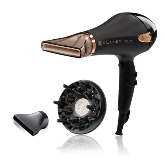 Immagine di Bellissima Imetec Ceramic P5 3800, Asciugacapelli Professionale Per Capelli Morbidi e Luminosi, Tecnologia Ceramica, Potenza 2300 W, Ionizzatore, Diffusore e Convogliatore Ceramico