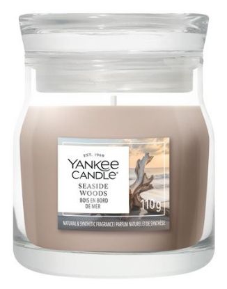 Immagine di Yankee Candle Seaside Woods candela di cera Rotondo Legnoso, Freschezza Beige 1 pz