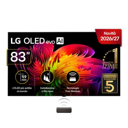 Immagine di LG OLED evo AI Wallpaper TV 83'' W6 OLED83W69LA, 4K, spessore 9,9mm, True Wireless, Staffe filo muro SMART TV 2026
