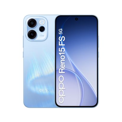 Immagine di OPPO Reno15 FS 5G AI Smartphone, Tripla fotocamera 50+8+2MP, Selfie 50MP, Display 6.57” 120HZ AMOLED FHD+, 6500mAh, RAM 8GB(Esp2GB/4GB/8GB)+ROM 512GB [Versione Italia], Aurora Blue
