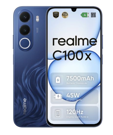 Immagine di realme C100x 17,3 cm (6.8") Android 16.0 4G USB tipo-C 4 GB 256 GB 7500 mAh Blu