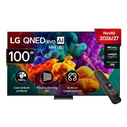 Immagine di LG QNED evo AI MiniLED 100'' Serie QNED87B 100QNED87B6, 4K, Dolby Vision, Processore α8 Gen3, VRR 144Hz, SMART TV 2026