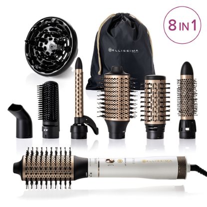 Immagine di Bellissima Imetec Air Wonder, Spazzola Ad Aria Calda, Tecnologia A Ioni, Spazzole Rivestite In Ceramica E Cheratina, Asciuga, Dona Volume, 8 Accessori, 1000 W