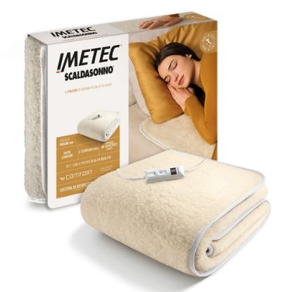 Immagine di Imetec Scaldasonno Comfort Singolo 80x150 cm, 50% Lana e Merino, 2 Temperature, Sistema Sicurezza ElectroBlock, Bassi Consumi, Made in Italy