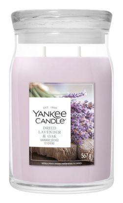 Immagine di Yankee Candle Dried Lavender & Oak candela di cera Rotondo Freschezza, Legnoso Viola 1 pz