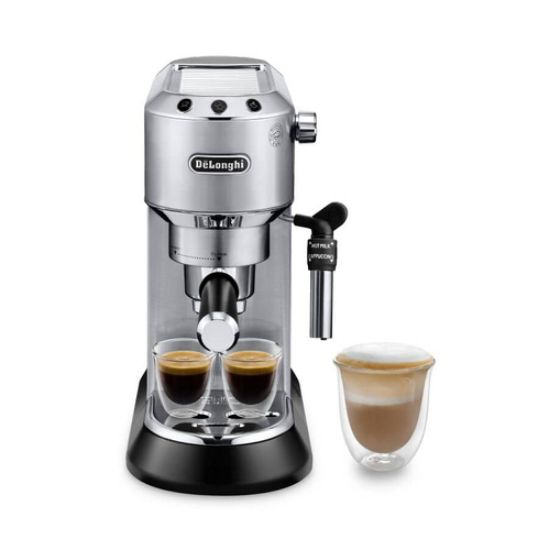 Immagine di De’Longhi Dedica Style Dedica - Macchina da Caffè Manuale Espresso e Cappuccino, Polvere e Cialde ESE,1.1L, Argento (EC685.M)