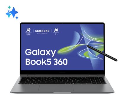 Immagine di Samsung Galaxy Book5 360 Copilot+ PC Intel Core Ultra 5 226V Ibrido (2 in 1) 39,6 cm (15.6") Touch screen Full HD 16 GB LPDDR5x-SDRAM 512 GB SSD Wi-Fi 7 (802.11be) Windows 11 Home Grigio