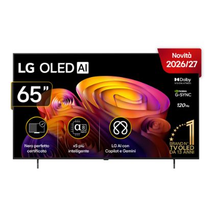 Immagine di LG OLED AI 65'' Serie B6E OLED65B6ELC, 4K, Nero perfetto, Dolby Vision, Processore α8 Gen3, 120Hz, G-Sync, SMART TV 2026