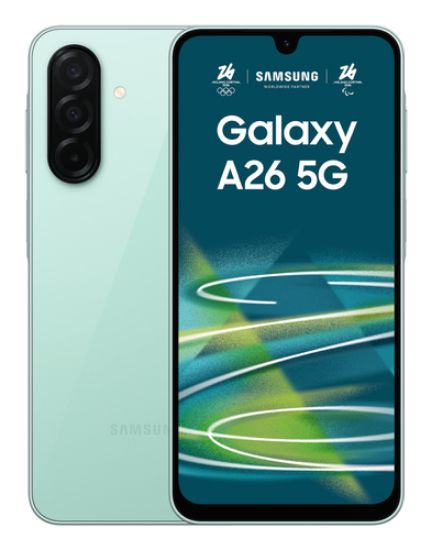Immagine di Samsung Galaxy A26 5G, Smartphone con Funzioni intelligenti, Display Super AMOLED 6.7”, 6GB RAM, 128GB, Batteria 5.000 mAh, memoria espandibile, Mint