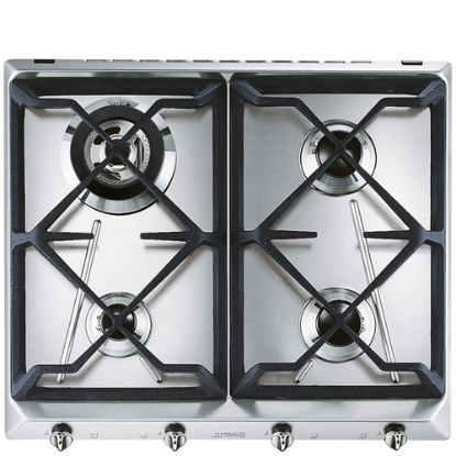 Immagine di Smeg SRV564GH3 piano cottura Acciaio inox Da incasso 60 cm Gas 4 Fornello(i) Made in Italy