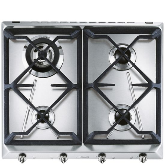 Immagine di Smeg SRV564GH3 piano cottura Acciaio inox Da incasso 60 cm Gas 4 Fornello(i) Made in Italy