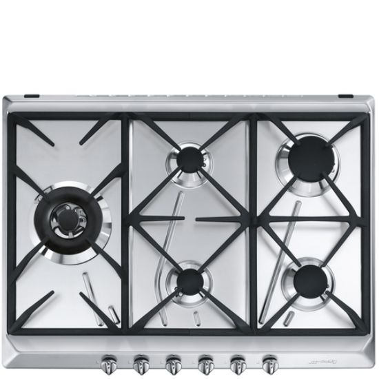 Immagine di Smeg SRV575GH5 piano cottura Acciaio inox Da incasso 70 cm Gas 5 Fornello(i) Made in Italy