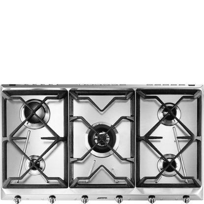 Immagine di Smeg Universal SRV596GH5 piano cottura Acciaio inox Superficie piana 90 cm Gas 5 Fornello(i) Made in Italy