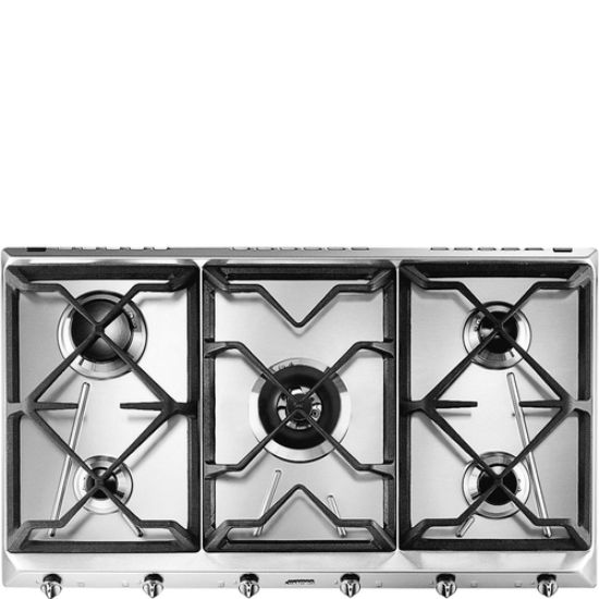 Immagine di Smeg Universal SRV596GH5 piano cottura Acciaio inox Superficie piana 90 cm Gas 5 Fornello(i) Made in Italy