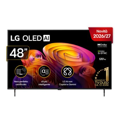Immagine di LG OLED AI 48'' Serie B6E OLED48B6ELC, 4K, Nero perfetto, Dolby Vision, Processore α8 Gen3, 120Hz, G-Sync, SMART TV 2026